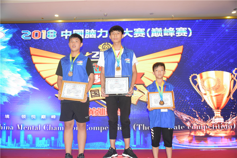 2018中国脑力王总决赛青少组随机灯泡冠亚季军获奖选手
